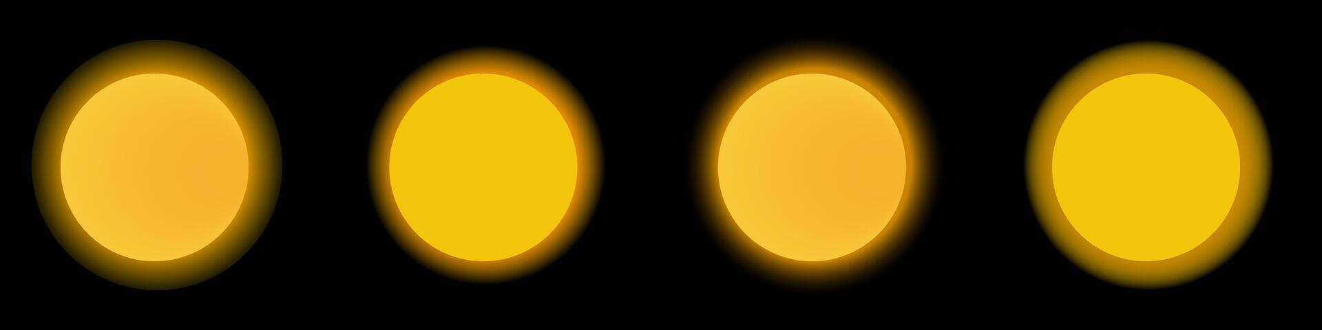 Neon circle sun glowing ring. Round transparent colored neon frame vector