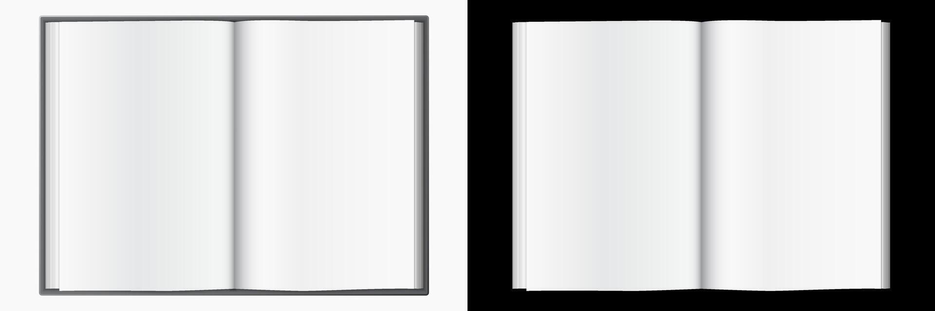 Open empty book journal template vector