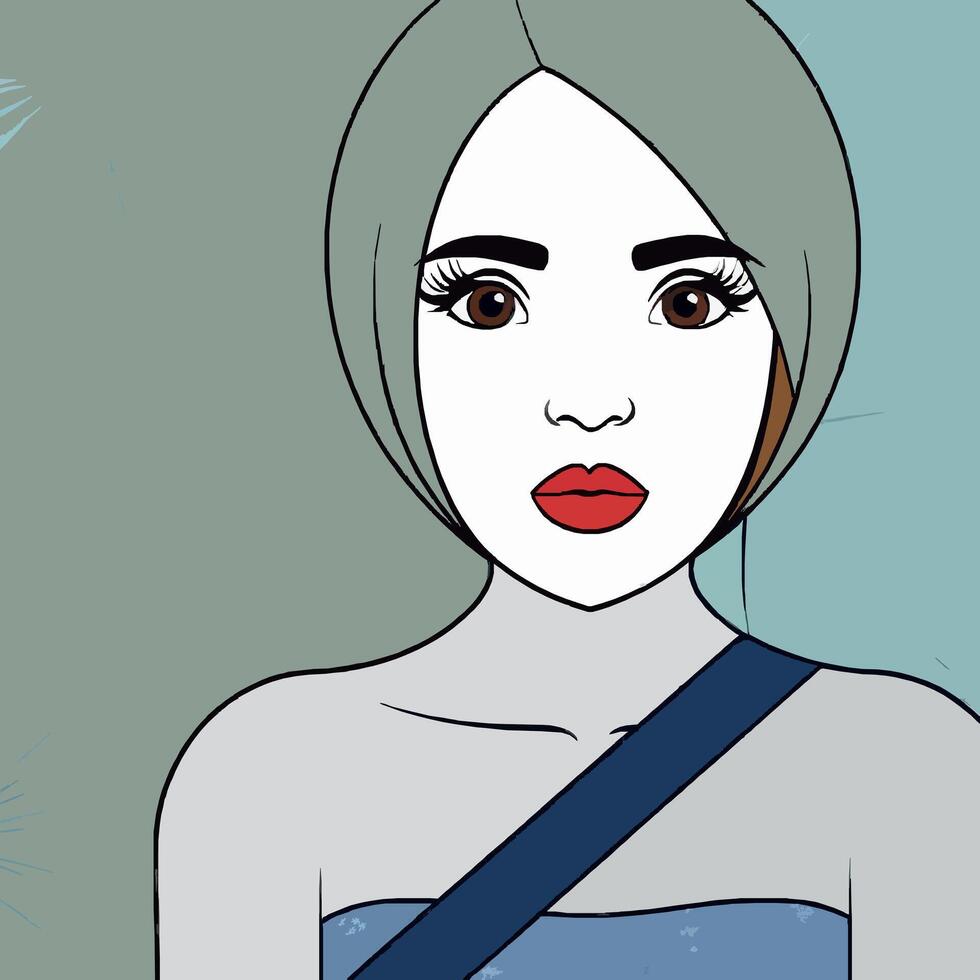 Vibrant Artistic Portrait of a Woman Emphasizing Facial Expression vector