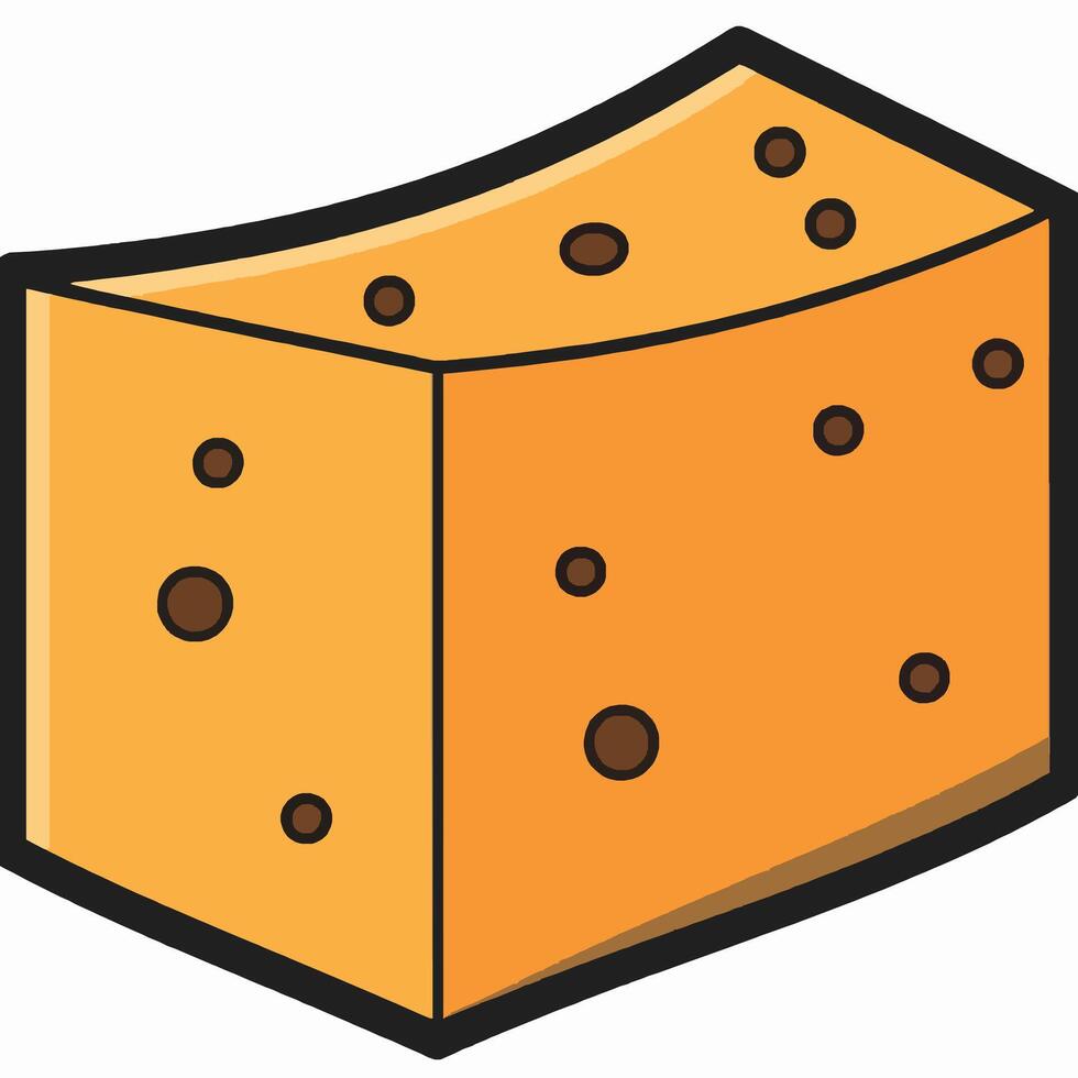 Illustration of a Block of Cheese in Bright Orange Color vector