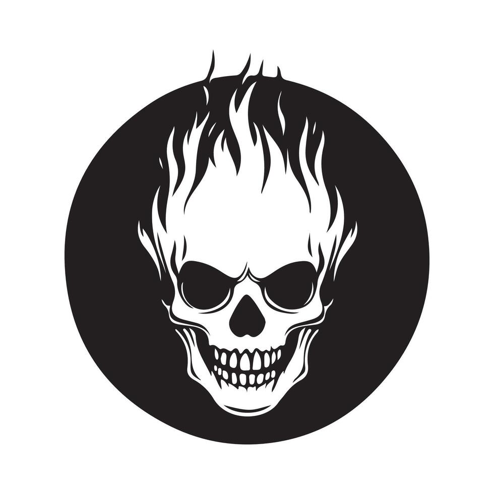 Logo Design of a Human Skull Combined with Flames in a Circular image vector