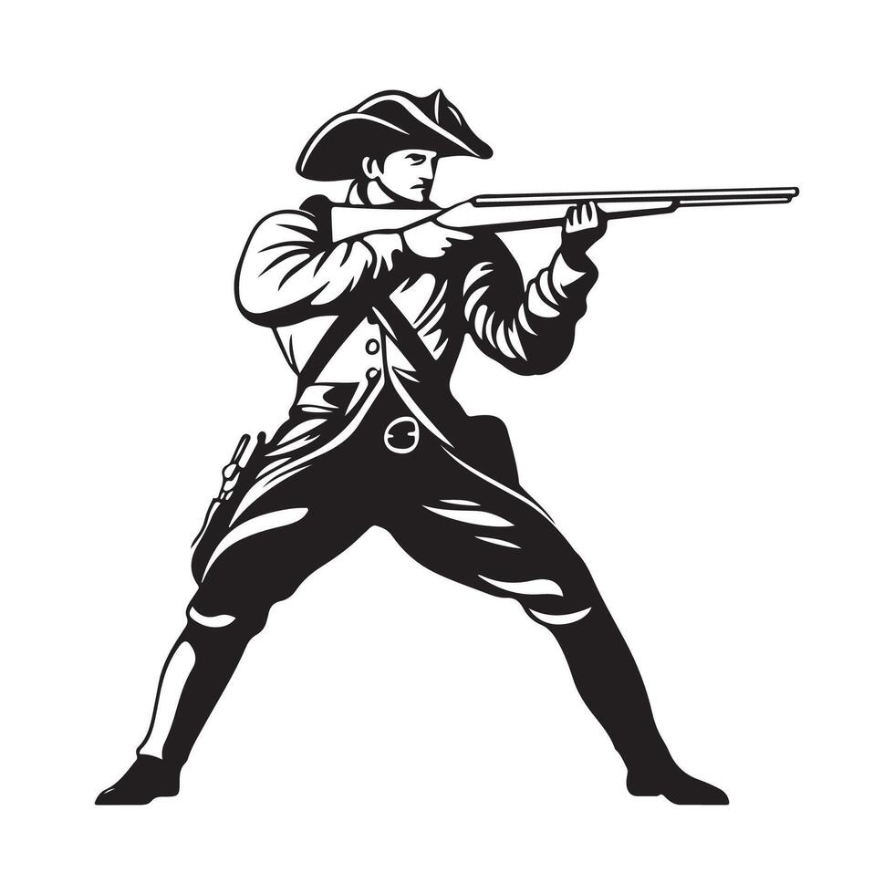 American Patriot Militia Musket Retro Stock image vector