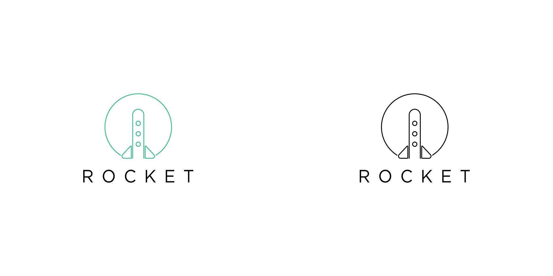 Simple rocket logo design premium vector