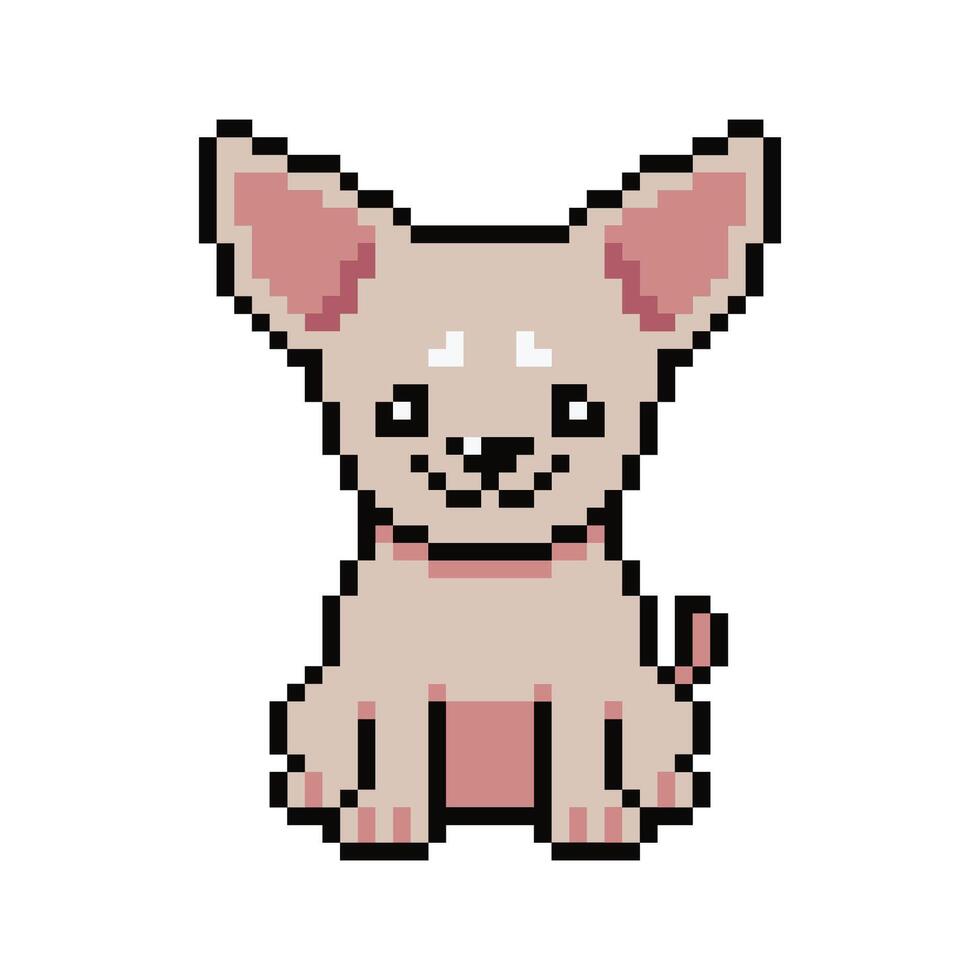 Pixel art cute chihuahua dog in retro style vector