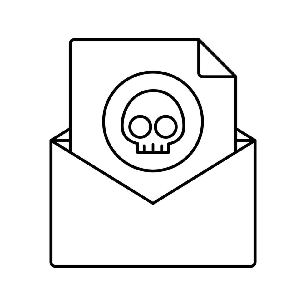 Virus Mail Outline Icon with black color palette in outline style. perfect for designs with a theme of cyber security and internet and device protection software vector
