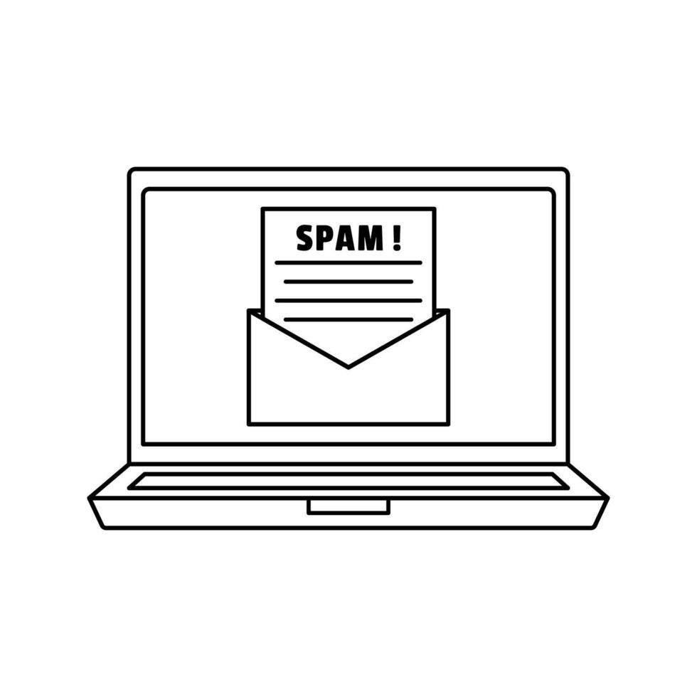 Spam Mail Outline Icon with black color palette in outline style. perfect for designs with a theme of cyber security and internet and device protection software vector