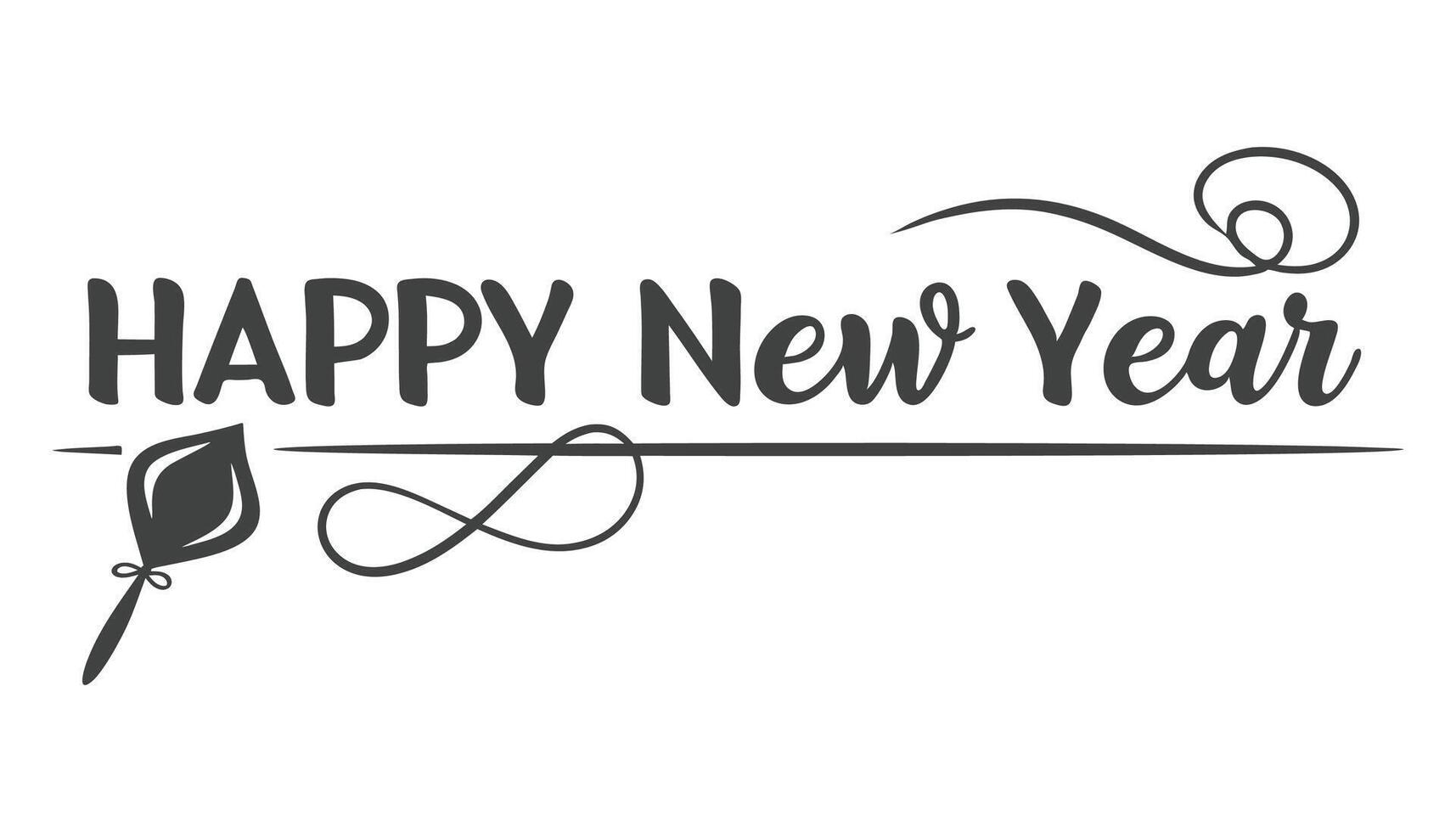 Happy New Year Banner Design with Typography on a White background vector