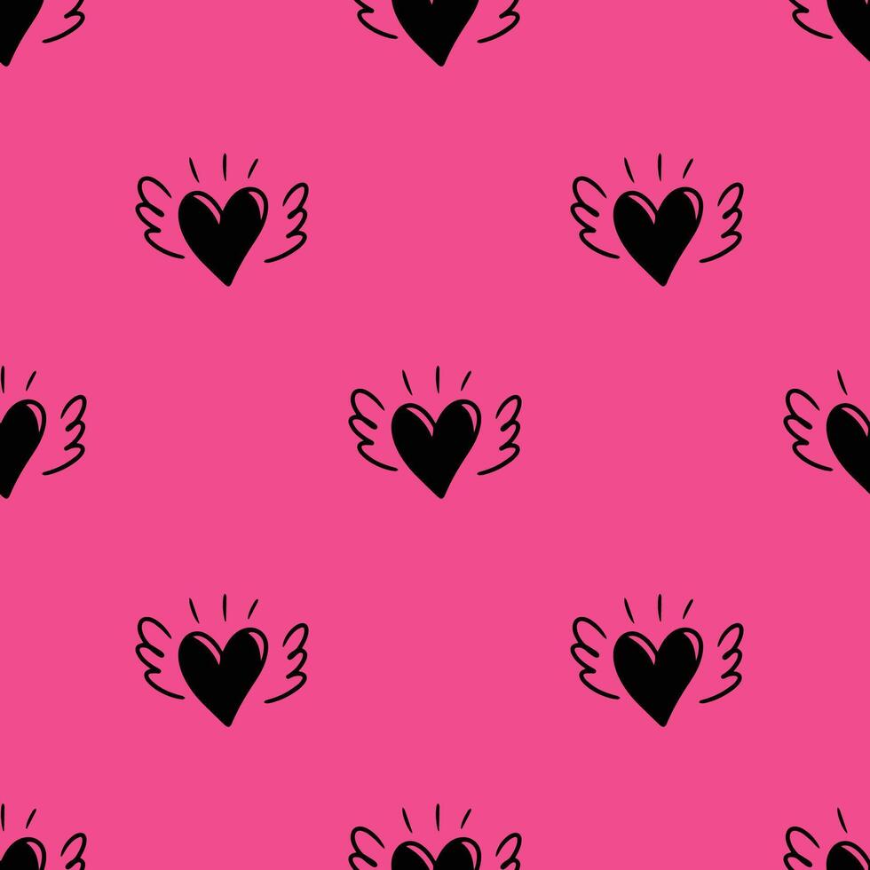 Heart love doodle hand drawn seamless pattern background for wrapping, illustration, valentine and celebration vector