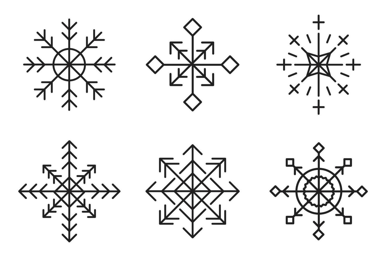 Snowflake line different shapes for winter, season, celebration, illustration and element vector