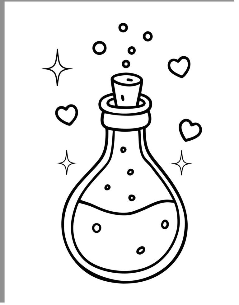 Valentine Magic Potion Bottle Coloring Pages vector