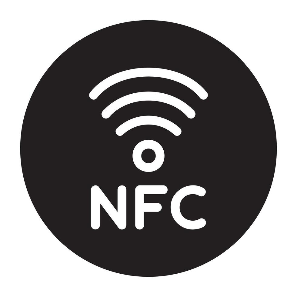 Nfc logo in black circle with white background vector