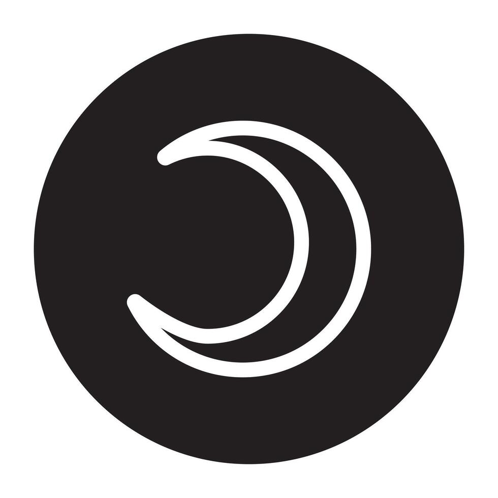 A black and white crescent moon icon vector