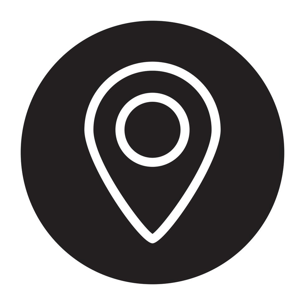 A location marker icon in a black circle vector