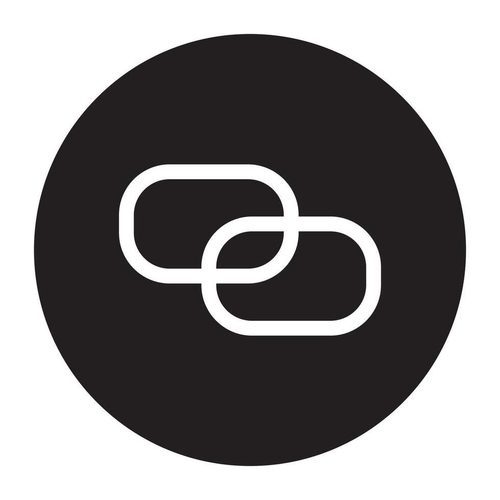 A black and white icon of two links vector