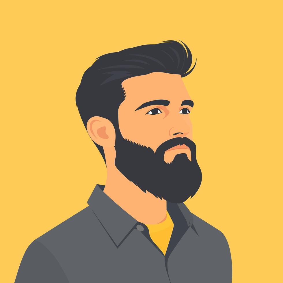 Portrait of a Bearded Man with a Pensive Expression vector