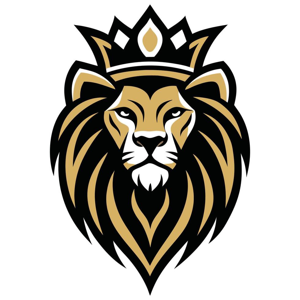 The Regal Beast Elegant Lion with Crown vector