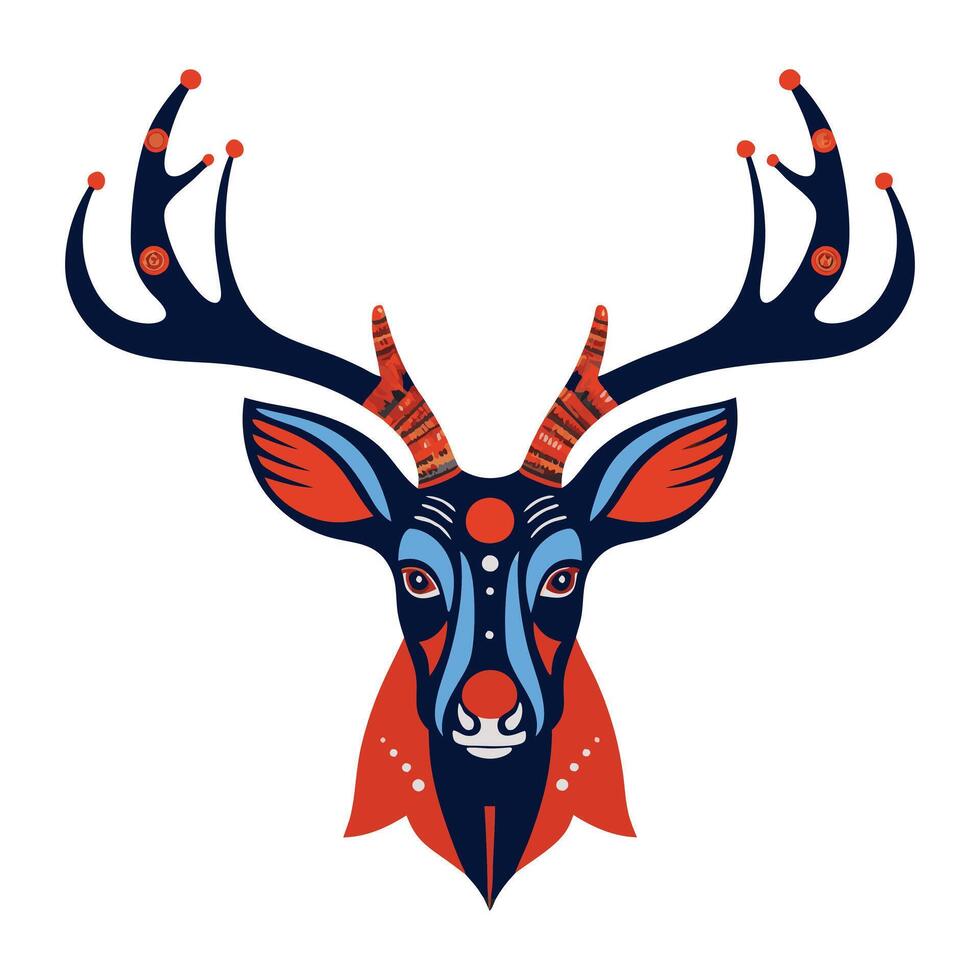Intricate Patterned Deer Iine art design vector
