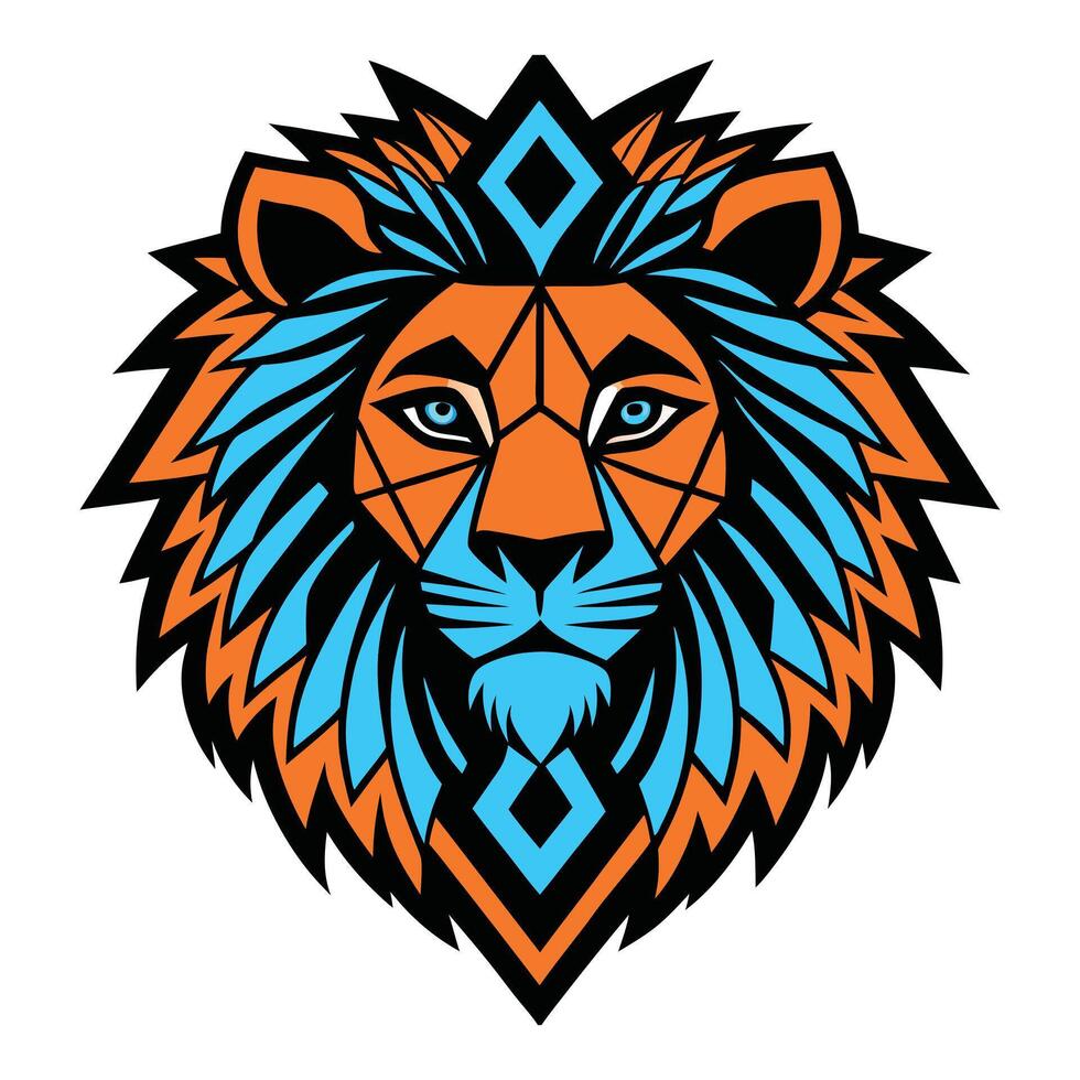 Bold and Fierce coloring Lion Design vector
