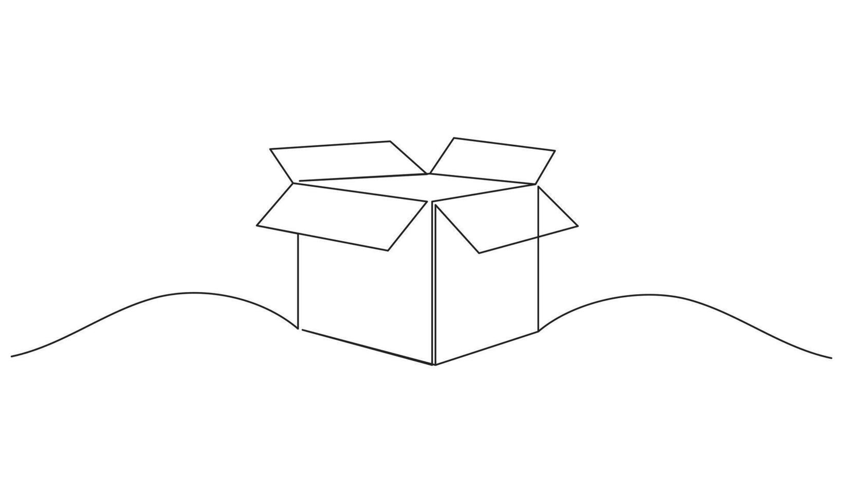 Cardboard box Continuous one line drawing isolated on the white background. Concept of a donation box icon vector