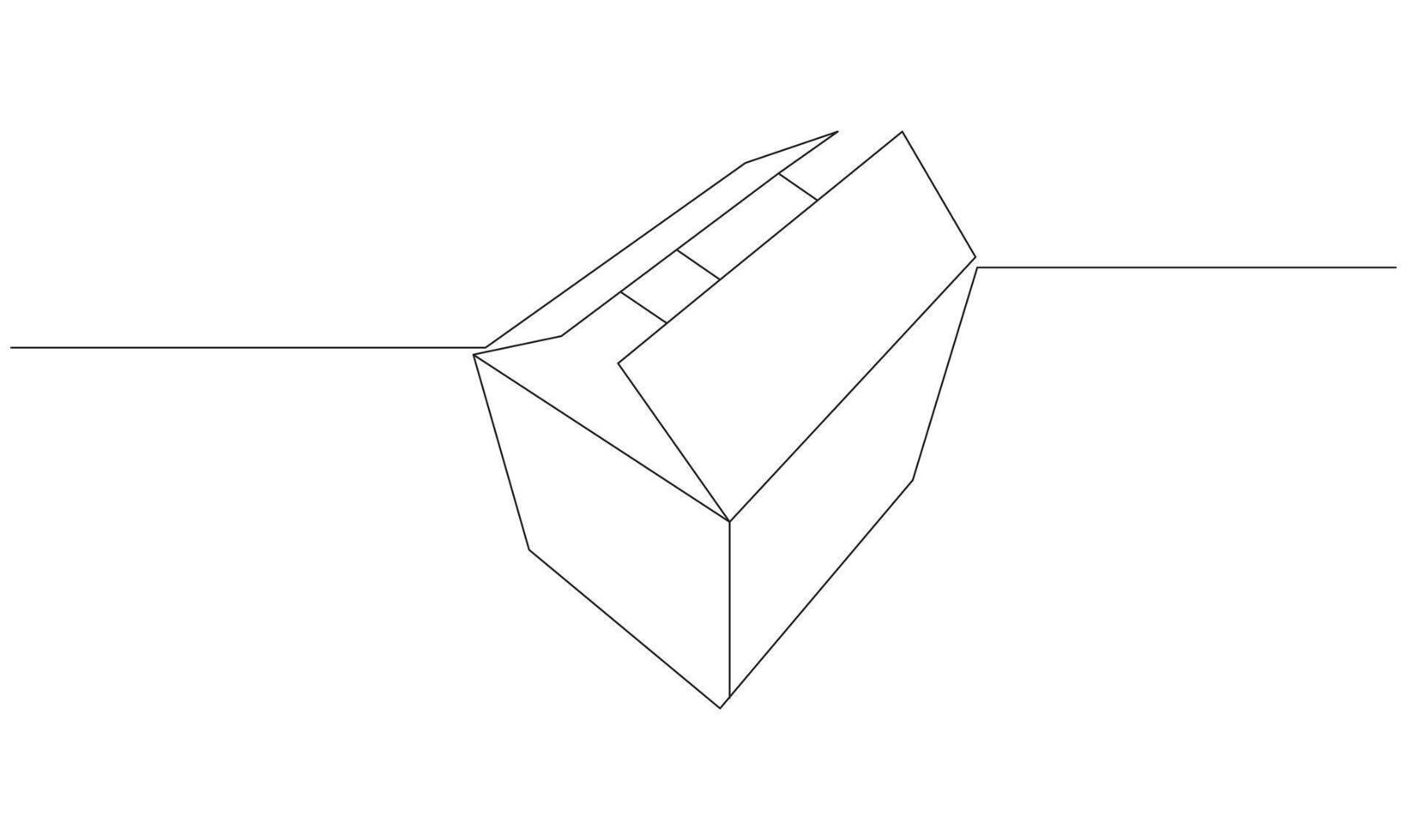 Cardboard box Continuous one line drawing isolated on the white background. Concept of a donation box minimalist vector
