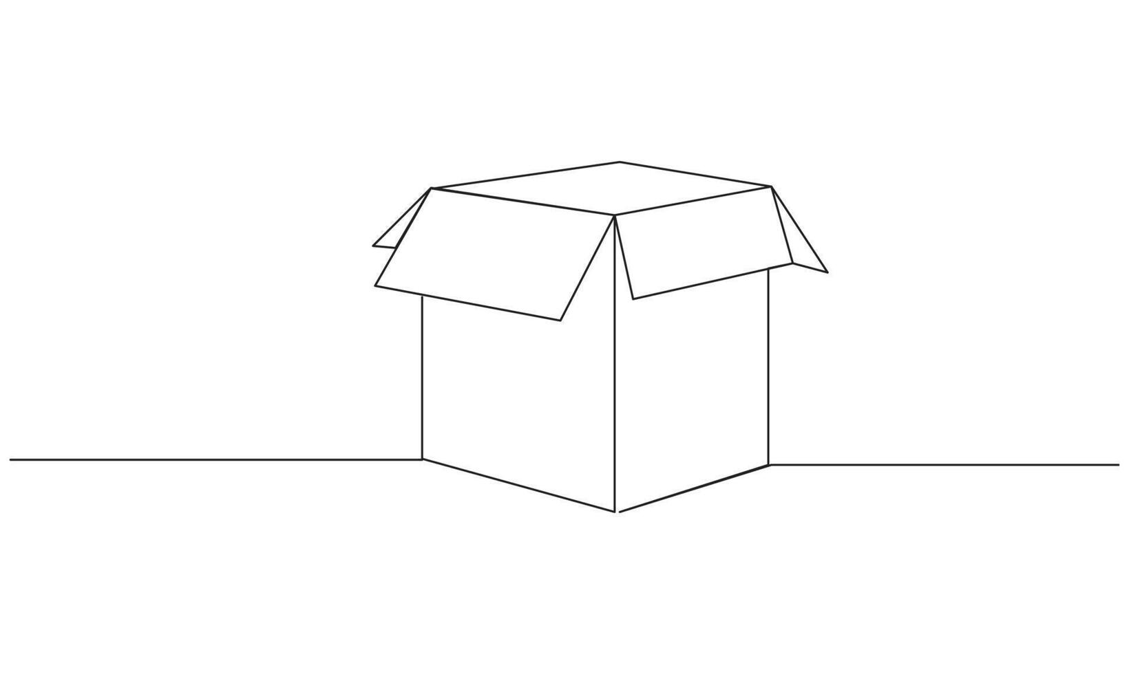 Cardboard box Continuous one line drawing isolated on the white background. Concept of parcel and currier vector