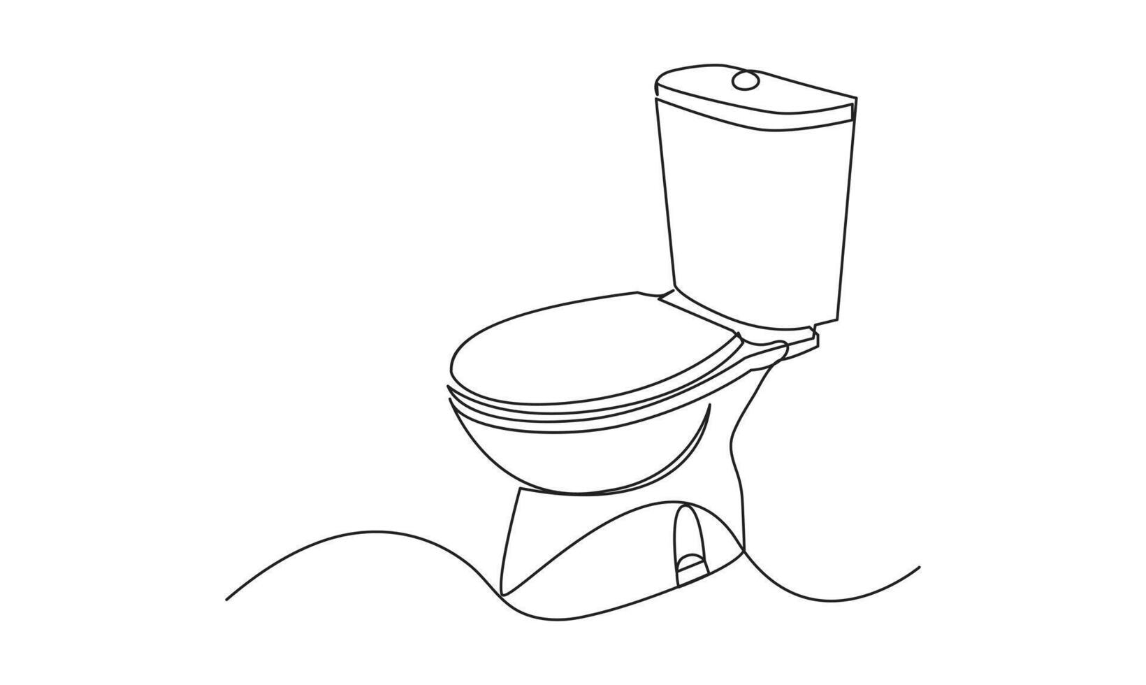 Toilet icon high commode single continuous simple line drawing concept of hygienic minimalist vector