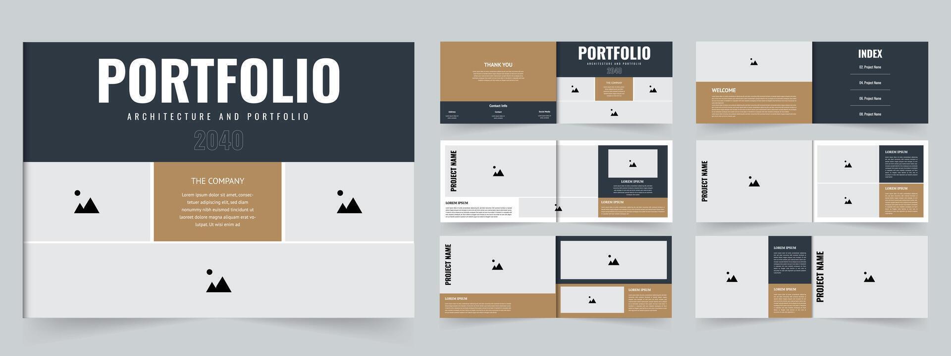 Architecture portfolio template design landscape layout vector