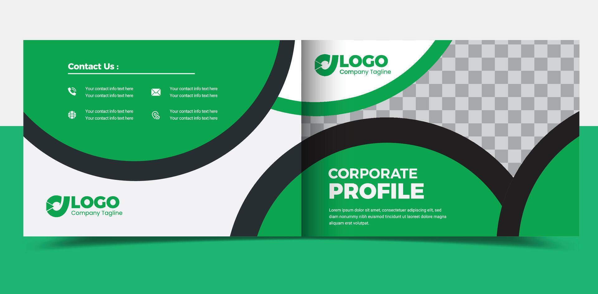 Landscape business brochure design, company portfolio brochure vector