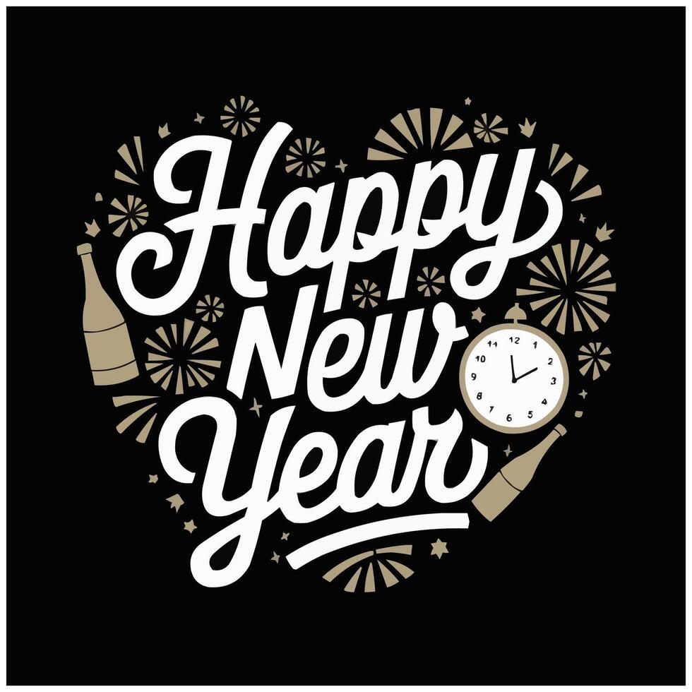 A Festive love shape happy new Year illustration vector