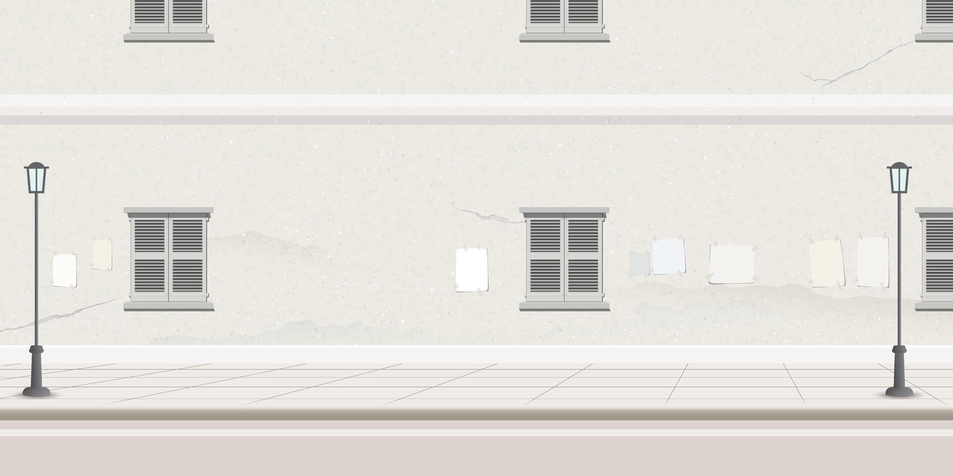 Old town landscape side view graphic illustration. vector