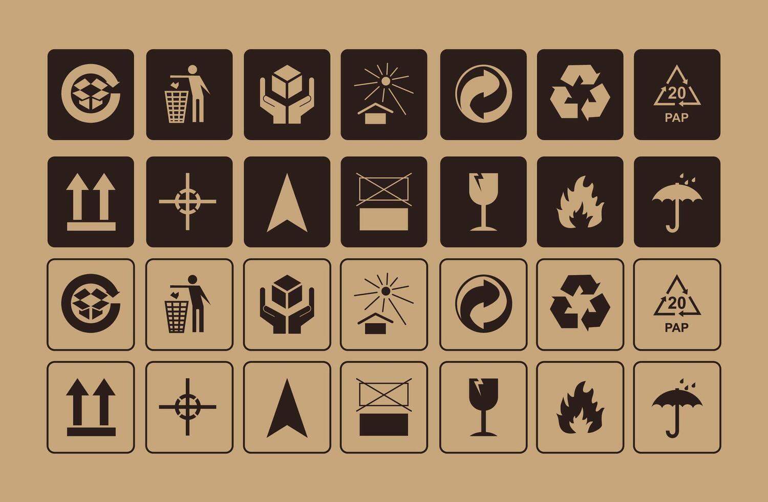 Set of packing signs vector