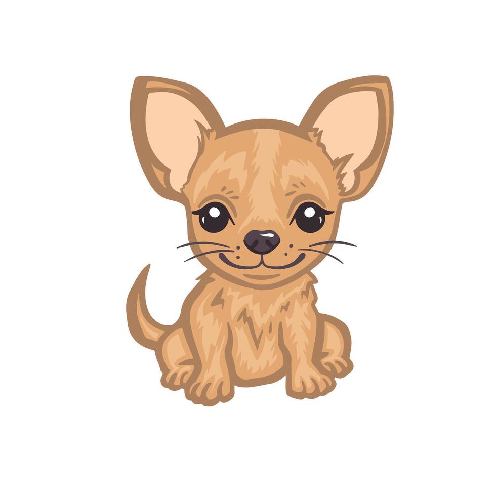 cute little red chihuahua dog illustration vector