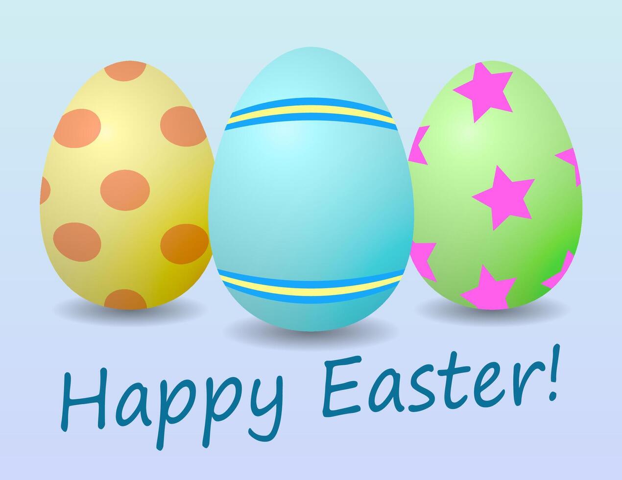 Three multi-colored eggs with a wish Happy Easter vector