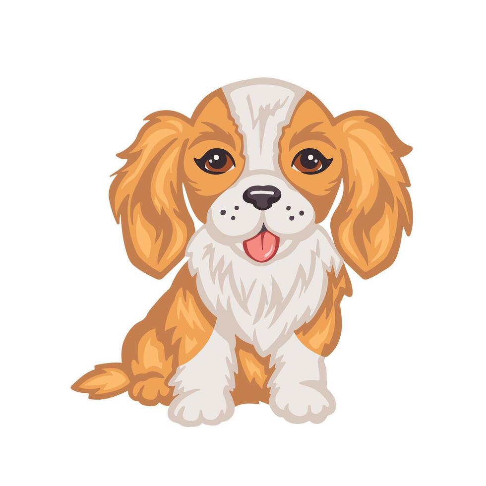 cute king charles spaniel dog illustration vector
