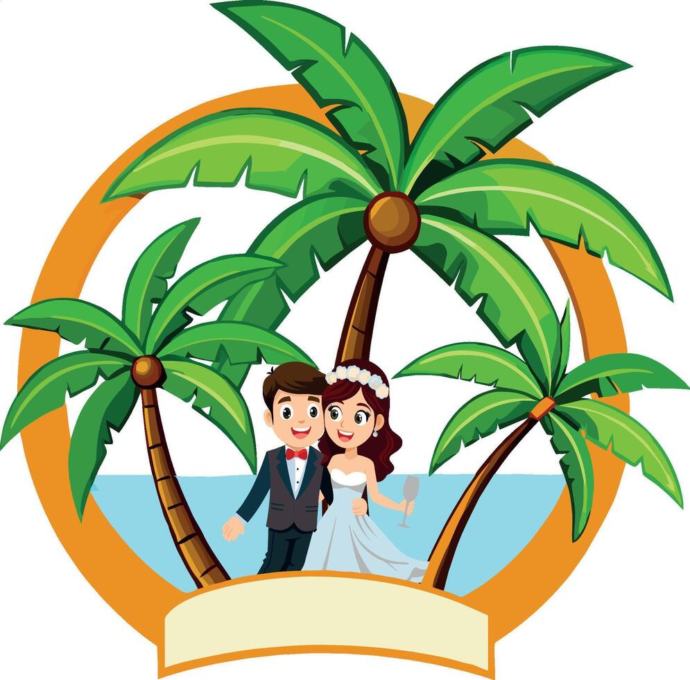 Wedding couple on the beach vector
