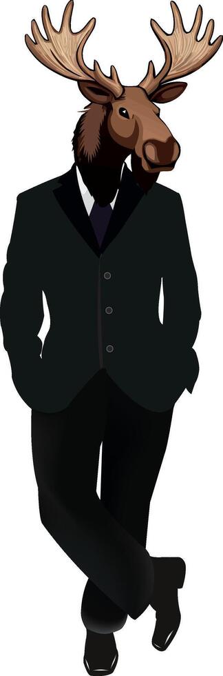 A cartoon moose wearing a suit and tie vector
