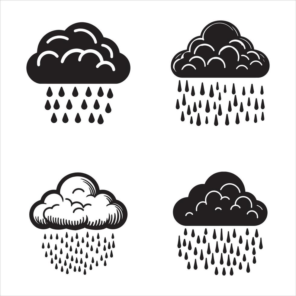 Cloud with rain drops icon, cartoon style vector