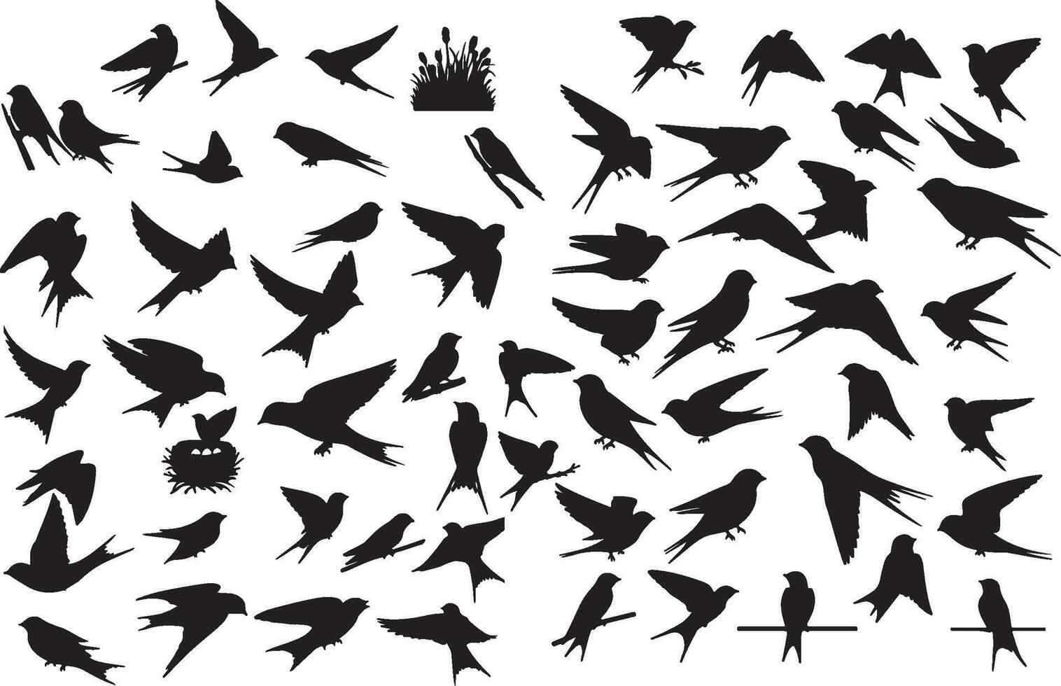 A large collection of birds silhouettes vector