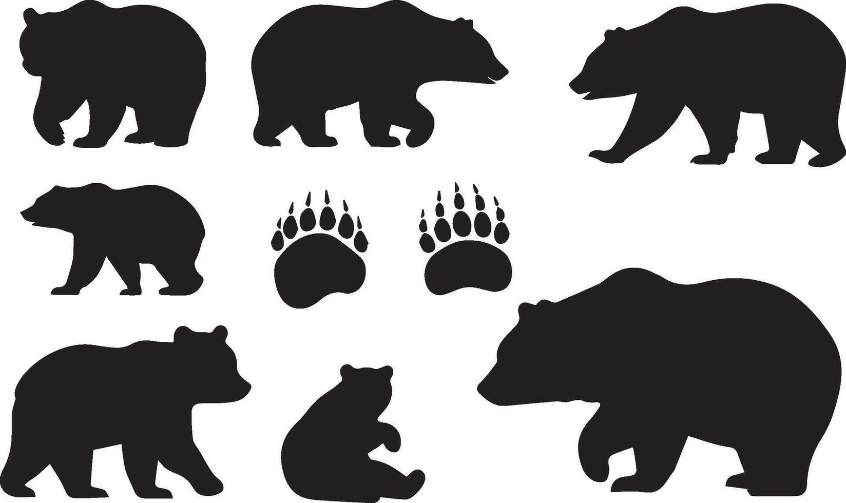 Bear silhouette set illustration vector