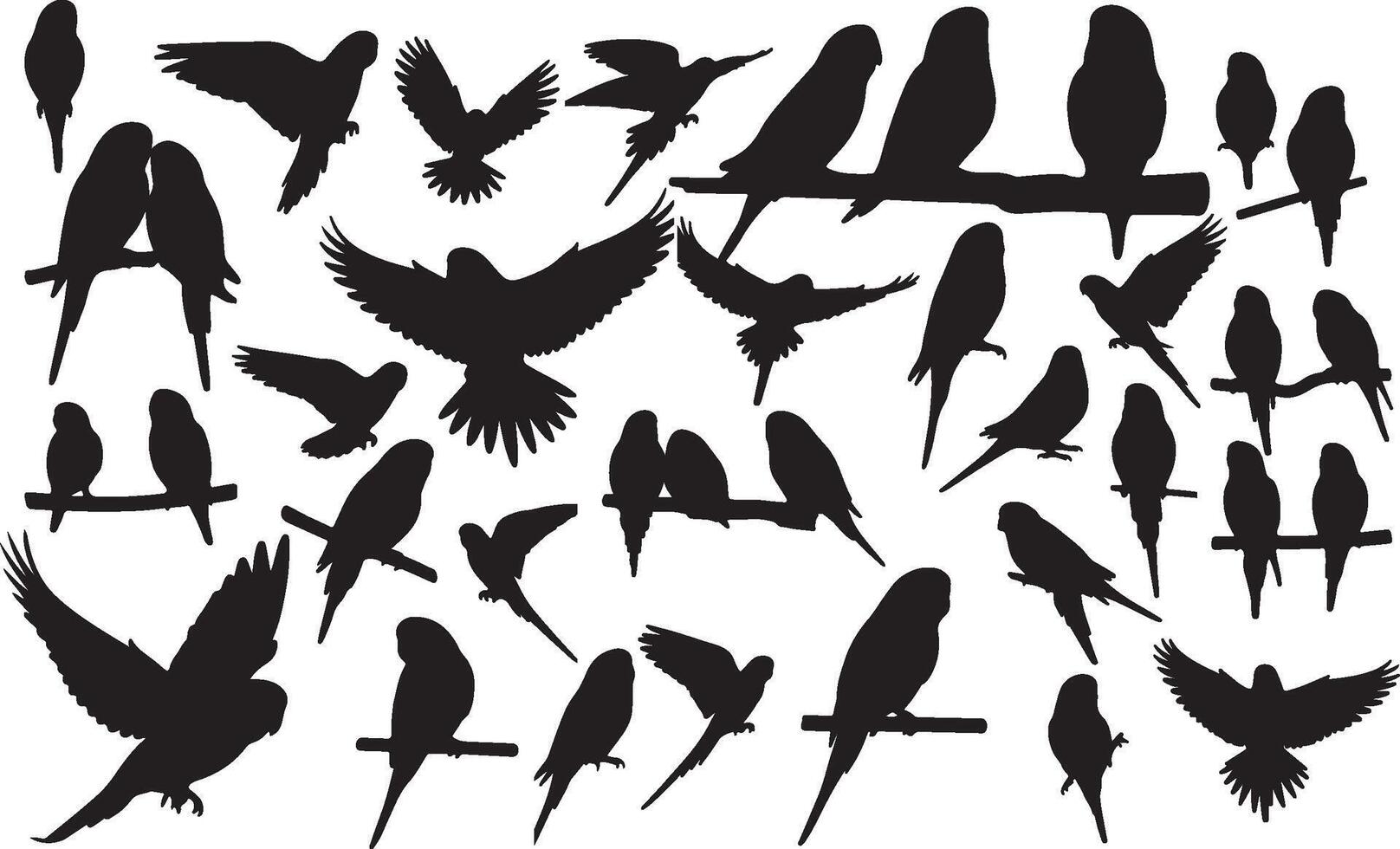 Set of birds silhouettes illustration vector