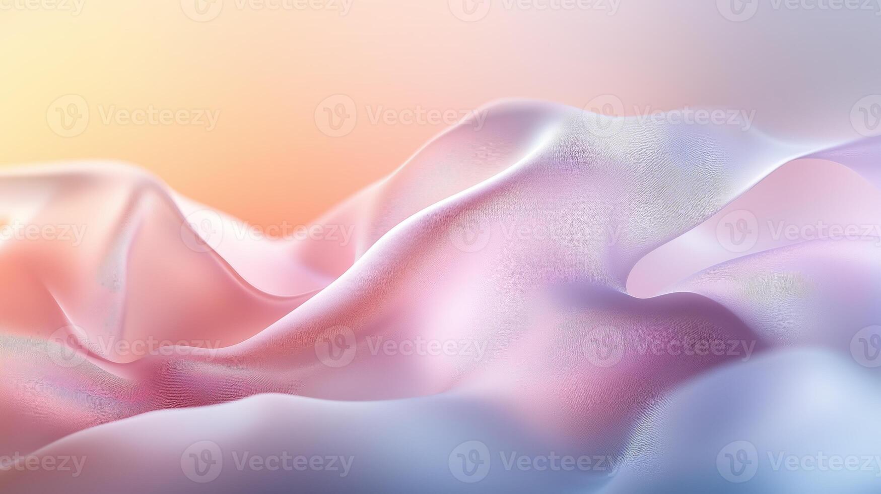 Soft fabric waves in pastel colors create a serene atmosphere in a tranquil setting at dawn photo
