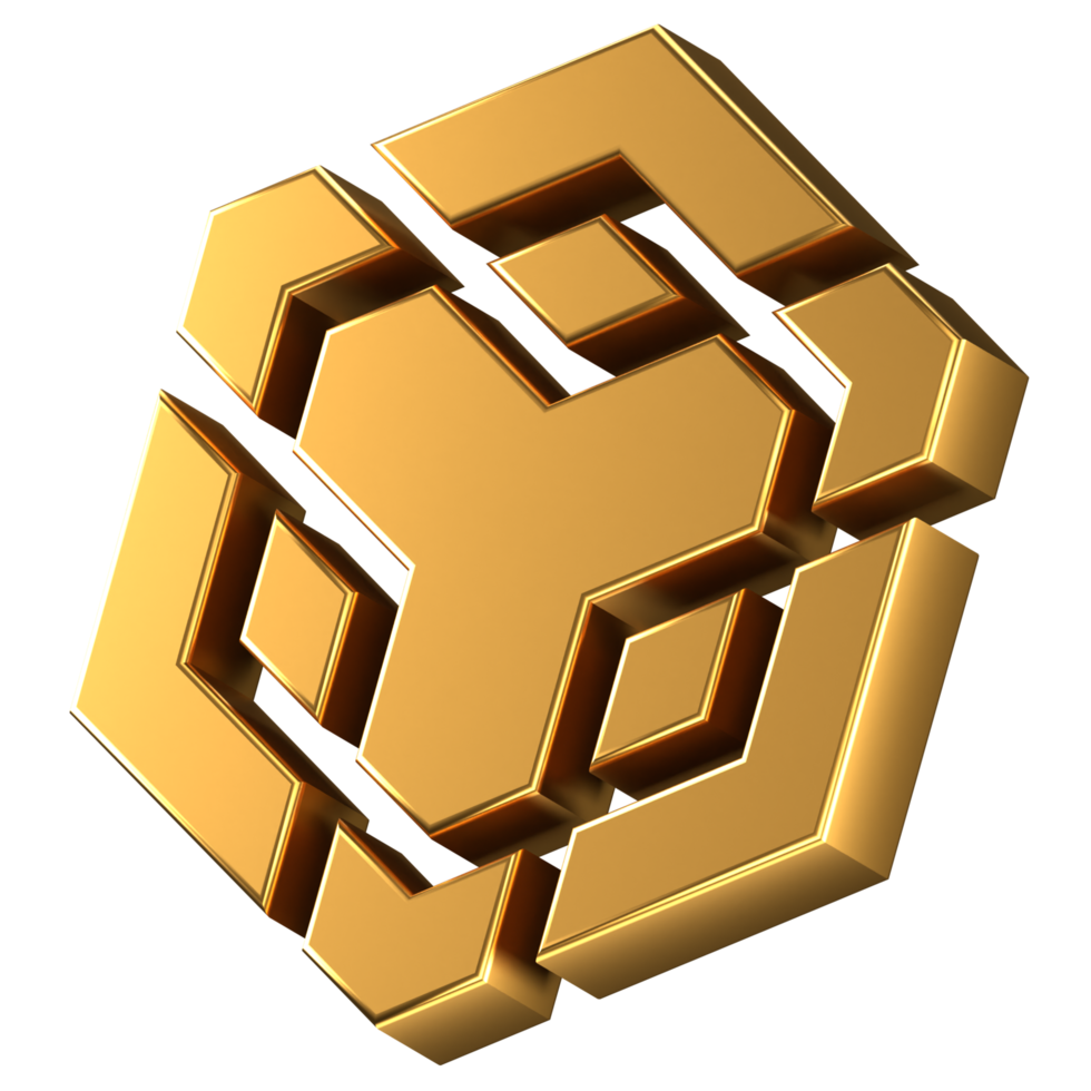 3d icon of a golden Binance logo png
