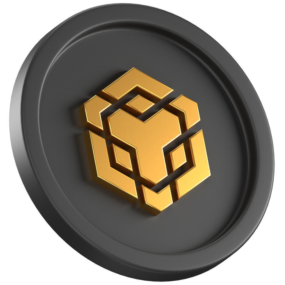 3d icon of a black coin with golden Binance logo in the center png