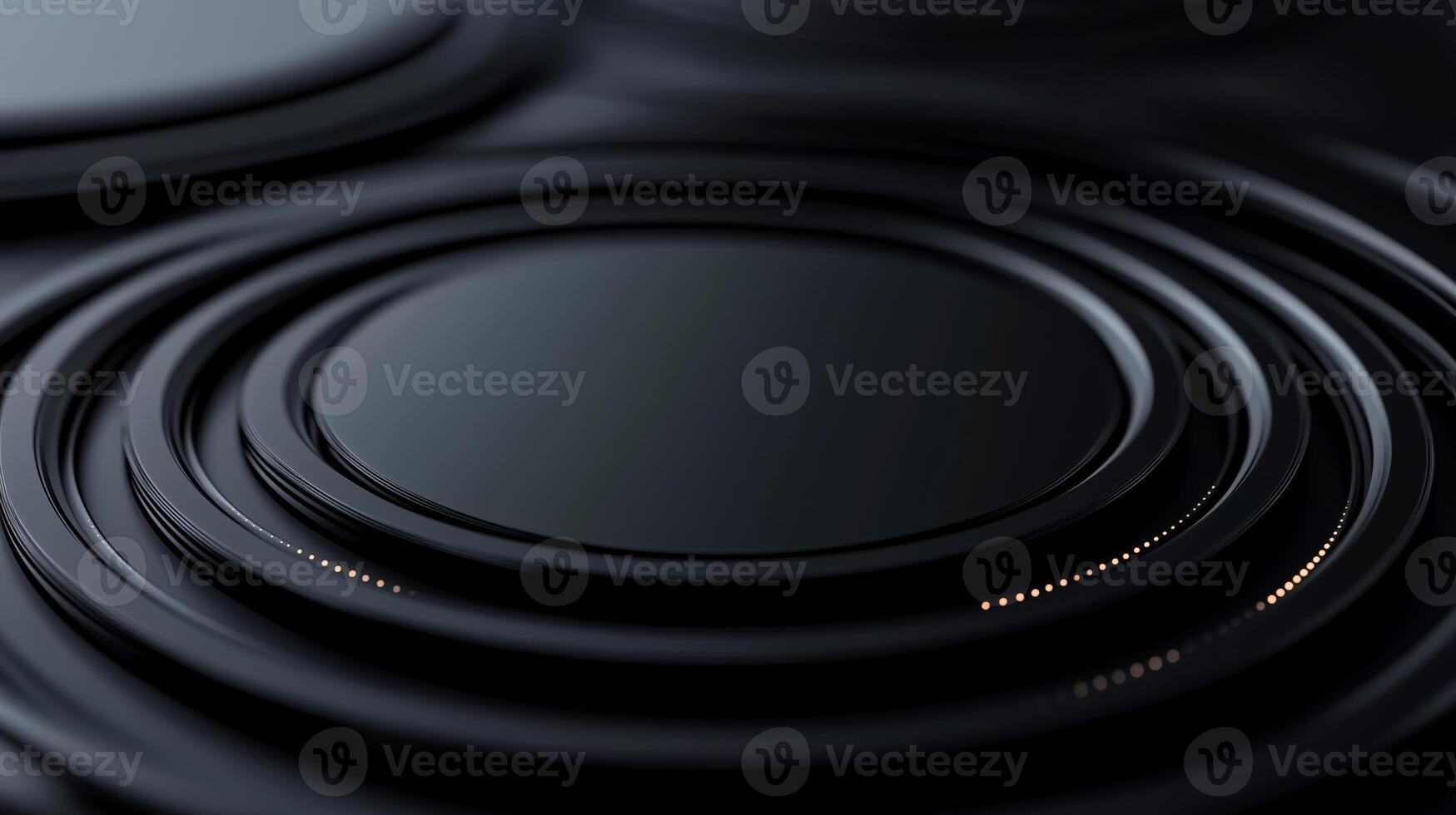 Abstract close-up of concentric circular patterns in a sleek dark design emphasizing texture and depth photo