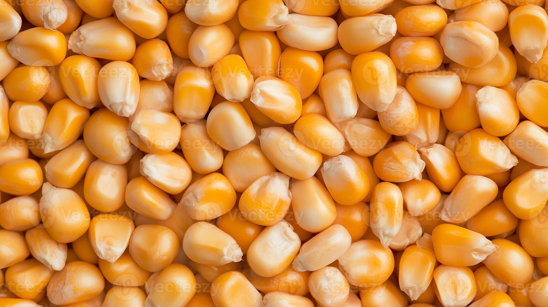 Yellow corn kernels arranged neatly on a light surface showcasing their vibrant color and natural texture photo
