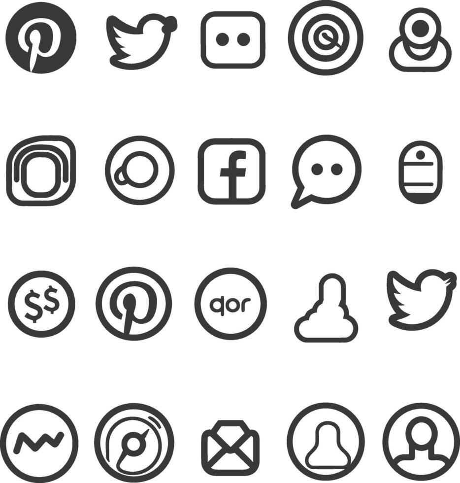 A Collection Of 20 Social Media And Website Icons vector