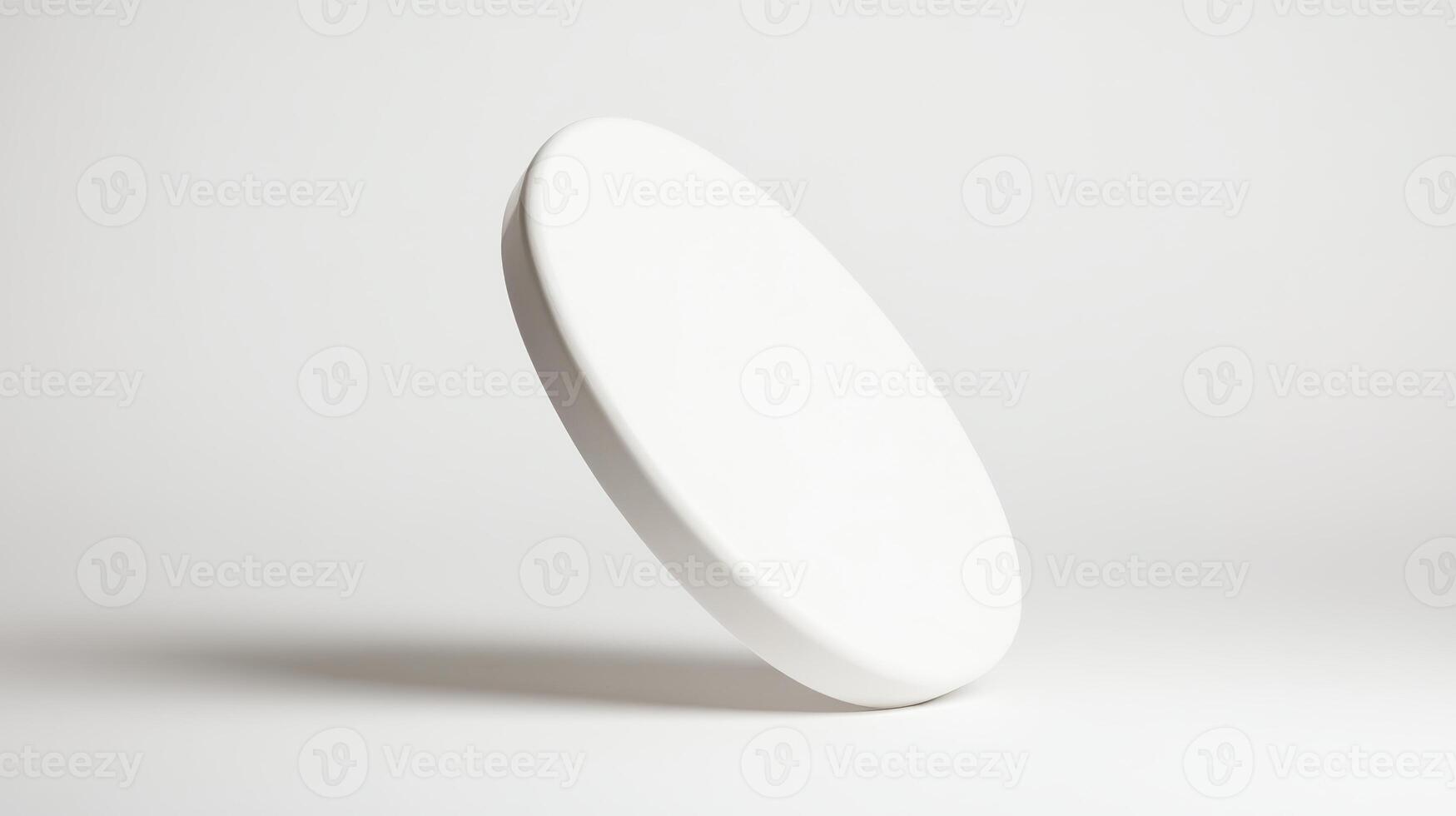 white circular object is elegantly displayed against minimalist background photo