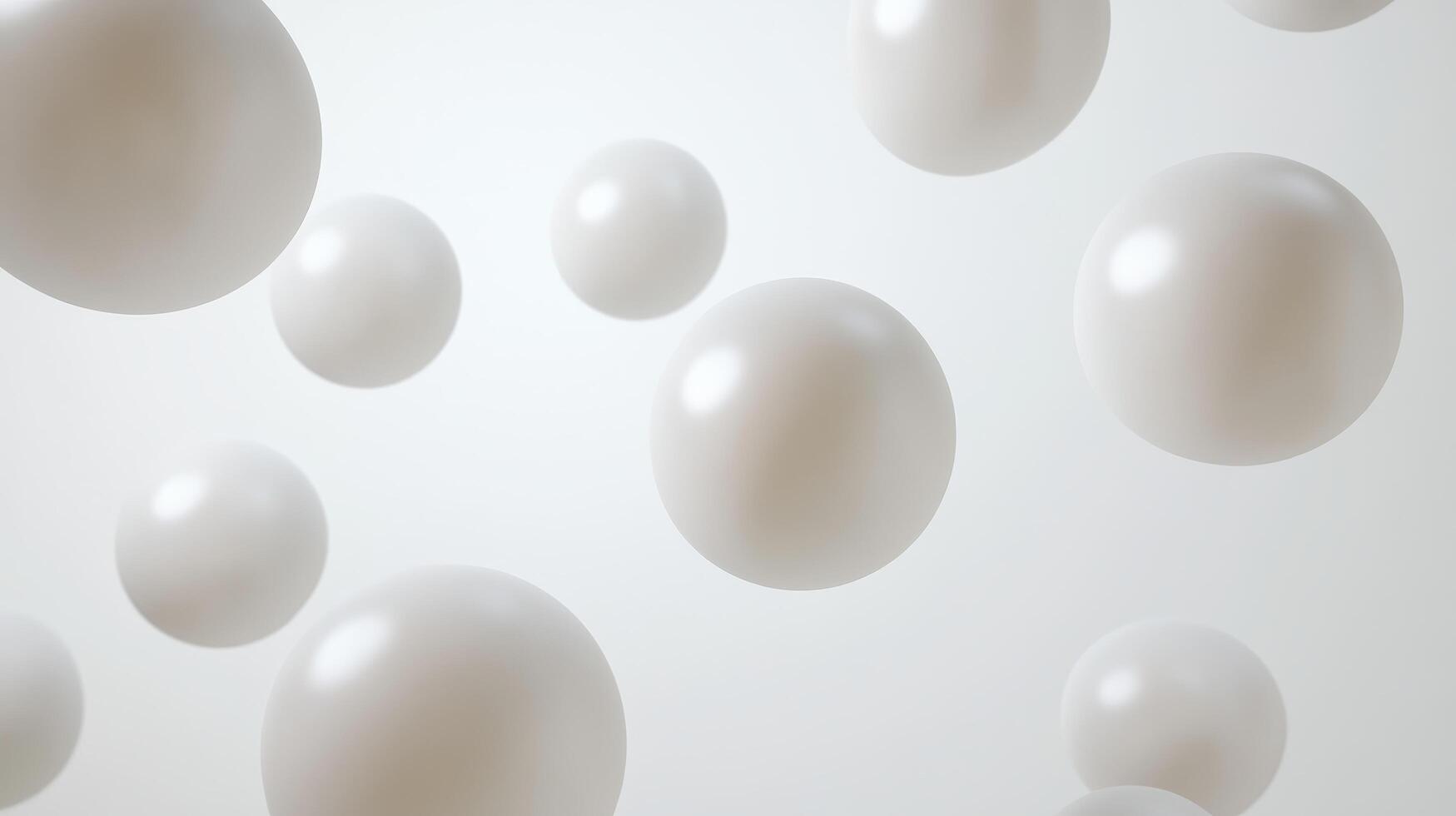 Floating white spheres on minimalist background create serene atmosphere photo