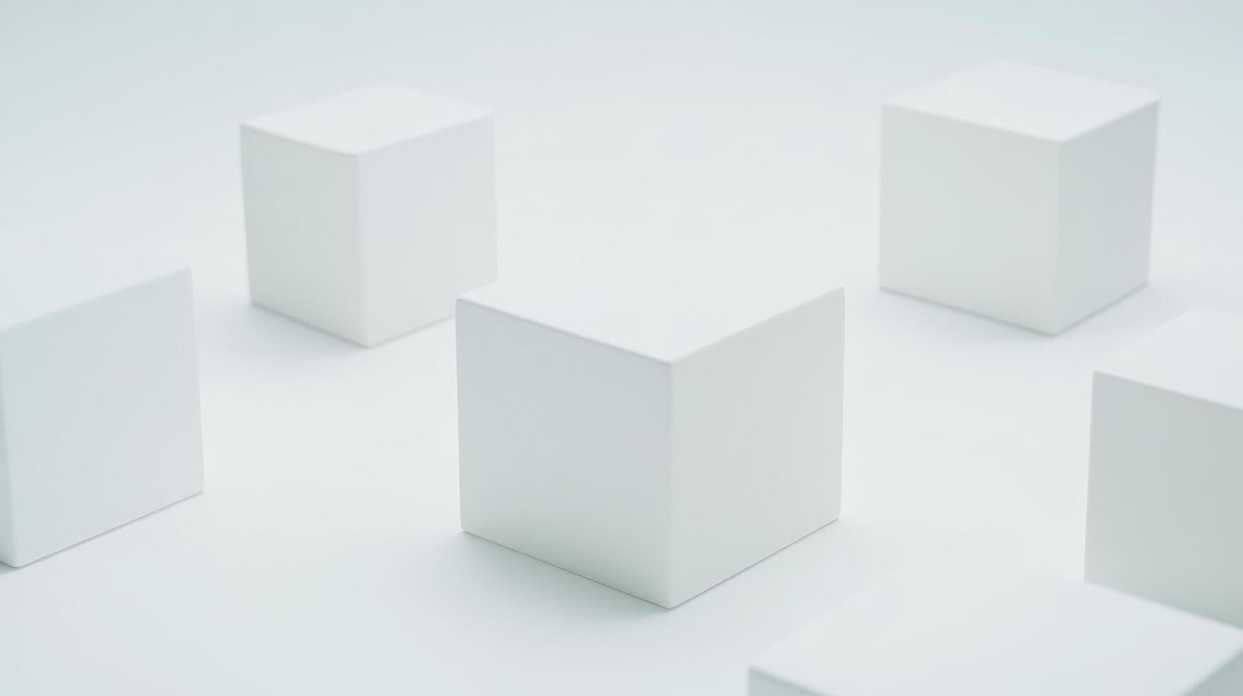 Minimal white 3D cubes on clean geometric background, creating simple and modern aesthetic photo
