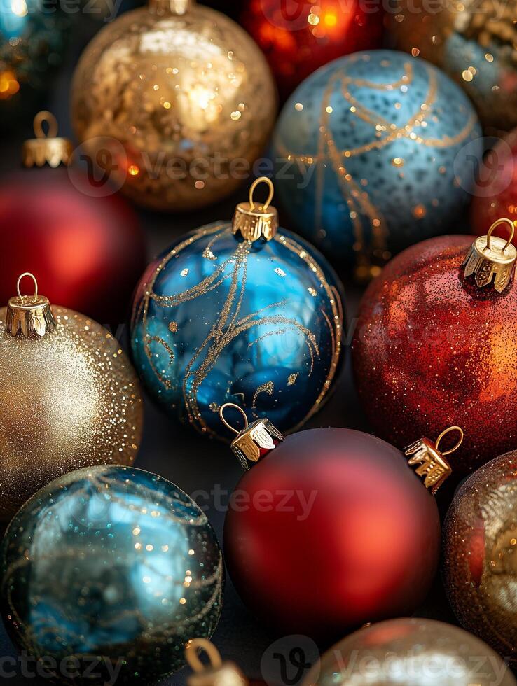 Christmas ornaments creating festive atmosphere with warm colors photo